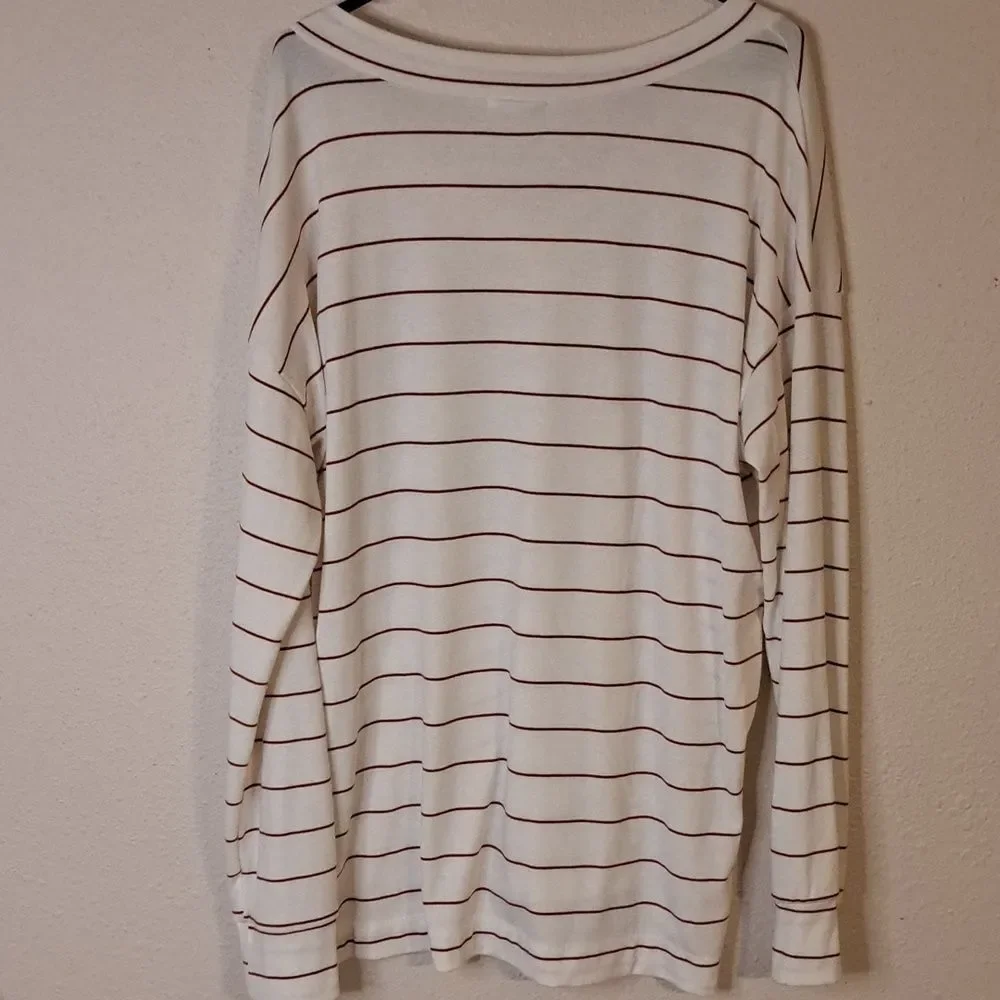 White Birch Striped V-Neck Long Sleeve Top size XL - Picture 4 of 6
